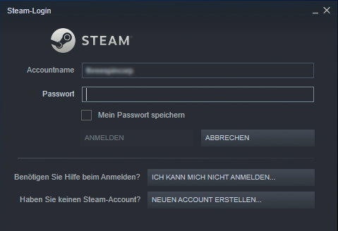 Steam VR Login screen