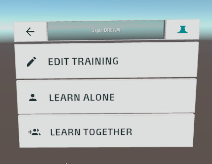 App: start training menu